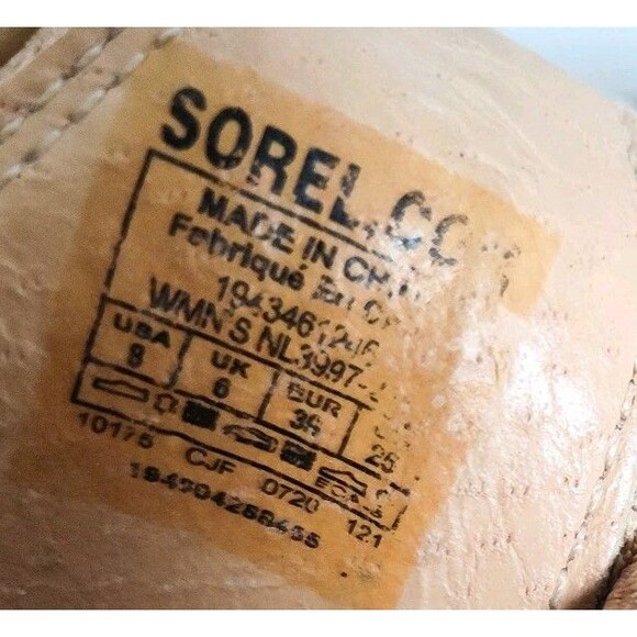 Sorel Sandals Size 8 Tan Wedge Heel Platform Cross Ankle Strap Open Toe Cameron - Picture 11 of 12